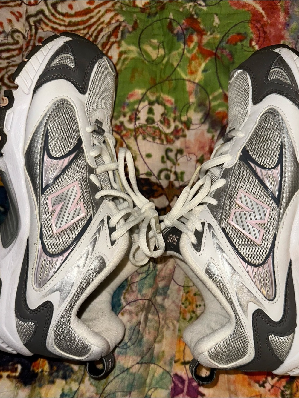 New Balance Women's White, Gray & Pink Athletic Sneakers 505 sneaker